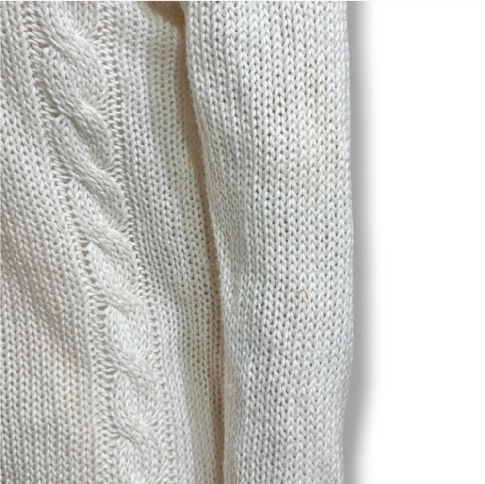 CHRISTIAN DIOR Ivory Knit Linen Blend Cardigan Purple Accent Line VINTAGE - Picture 6 of 10